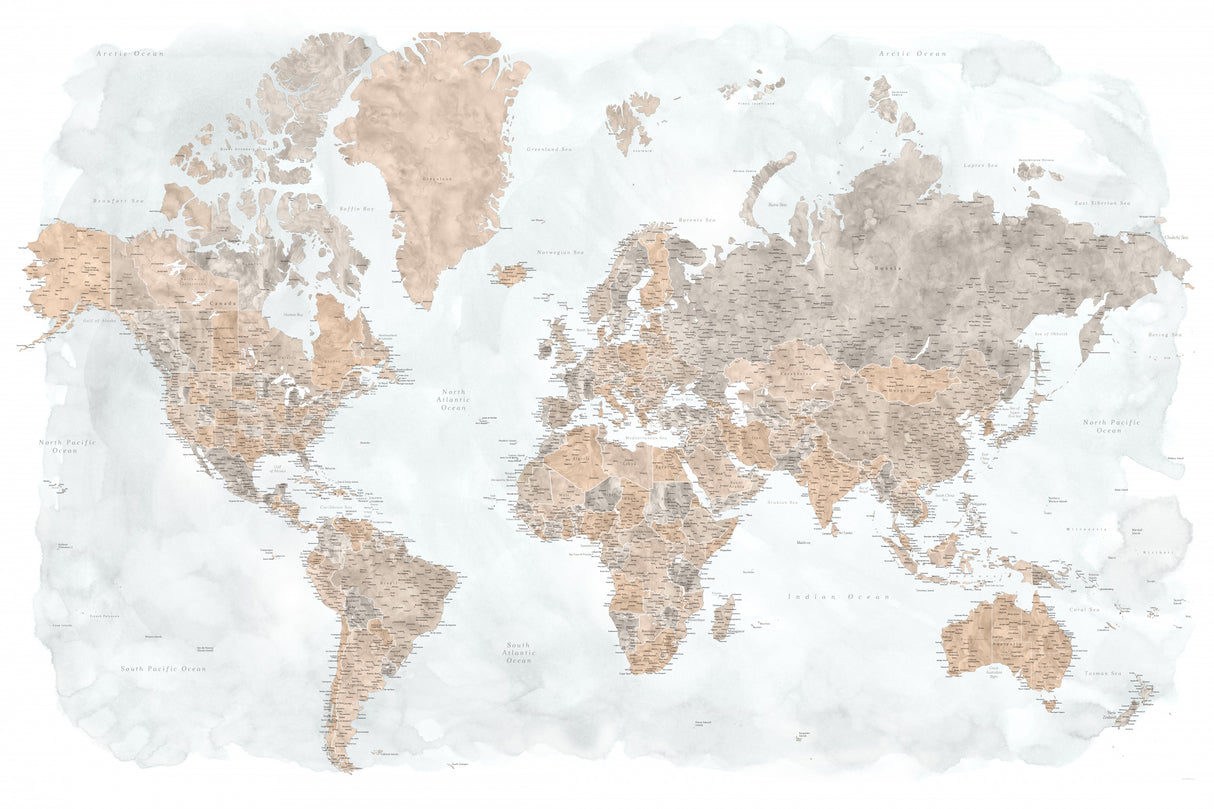 Calista high detail world map Poster och Canvastavla