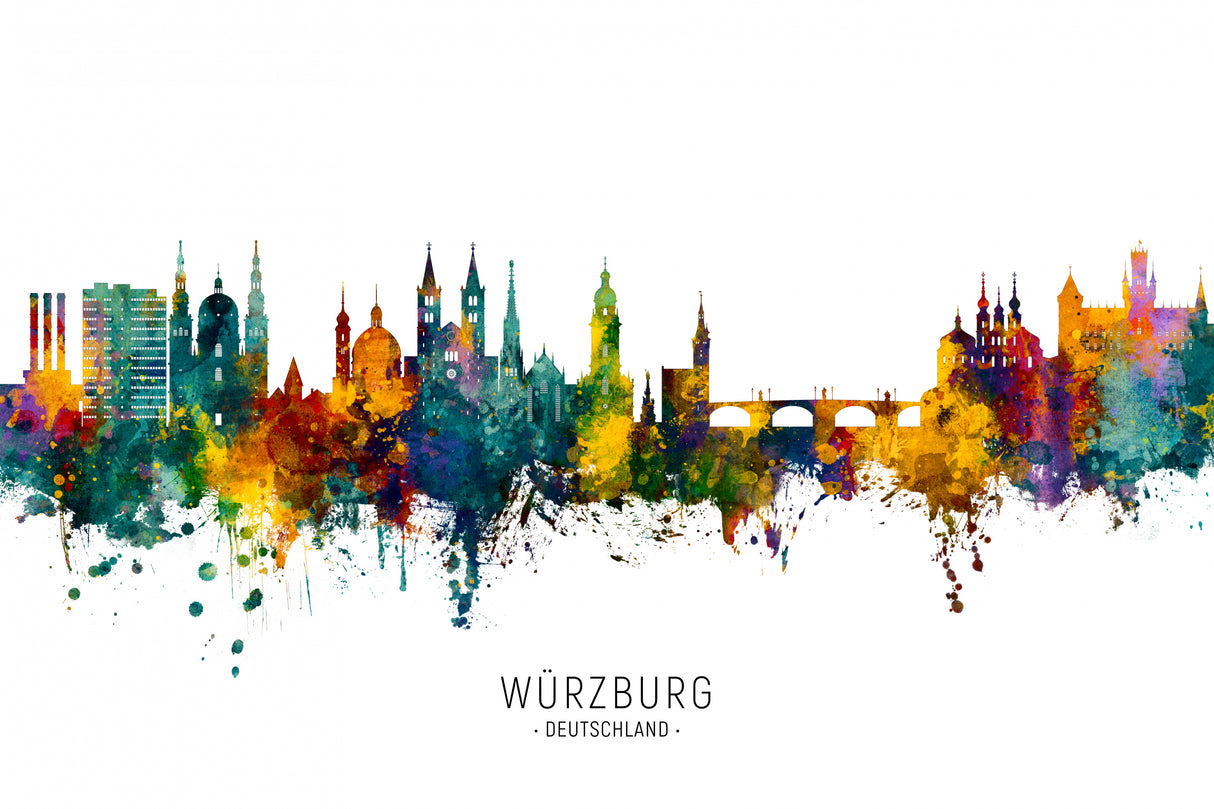 Würzburg Germany Skyline Poster och Canvastavla