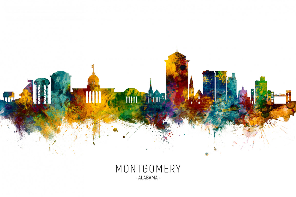 Montgomery Alabama Skyline Poster och Canvastavla