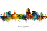 Montgomery Alabama Skyline Poster och Canvastavla