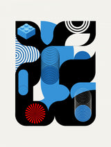 Geometrical Design In Blue Poster och Canvastavla