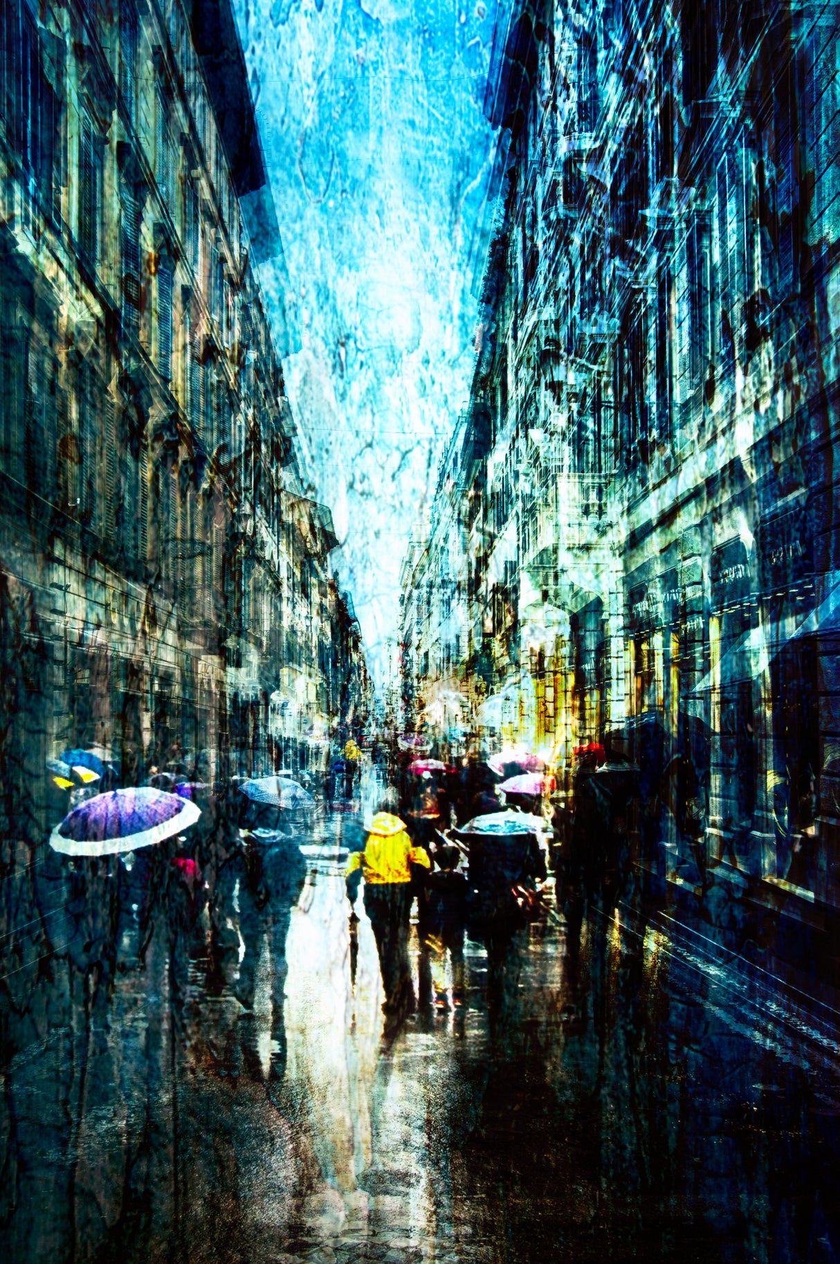 Umbrellas in the alley Poster och Canvastavla
