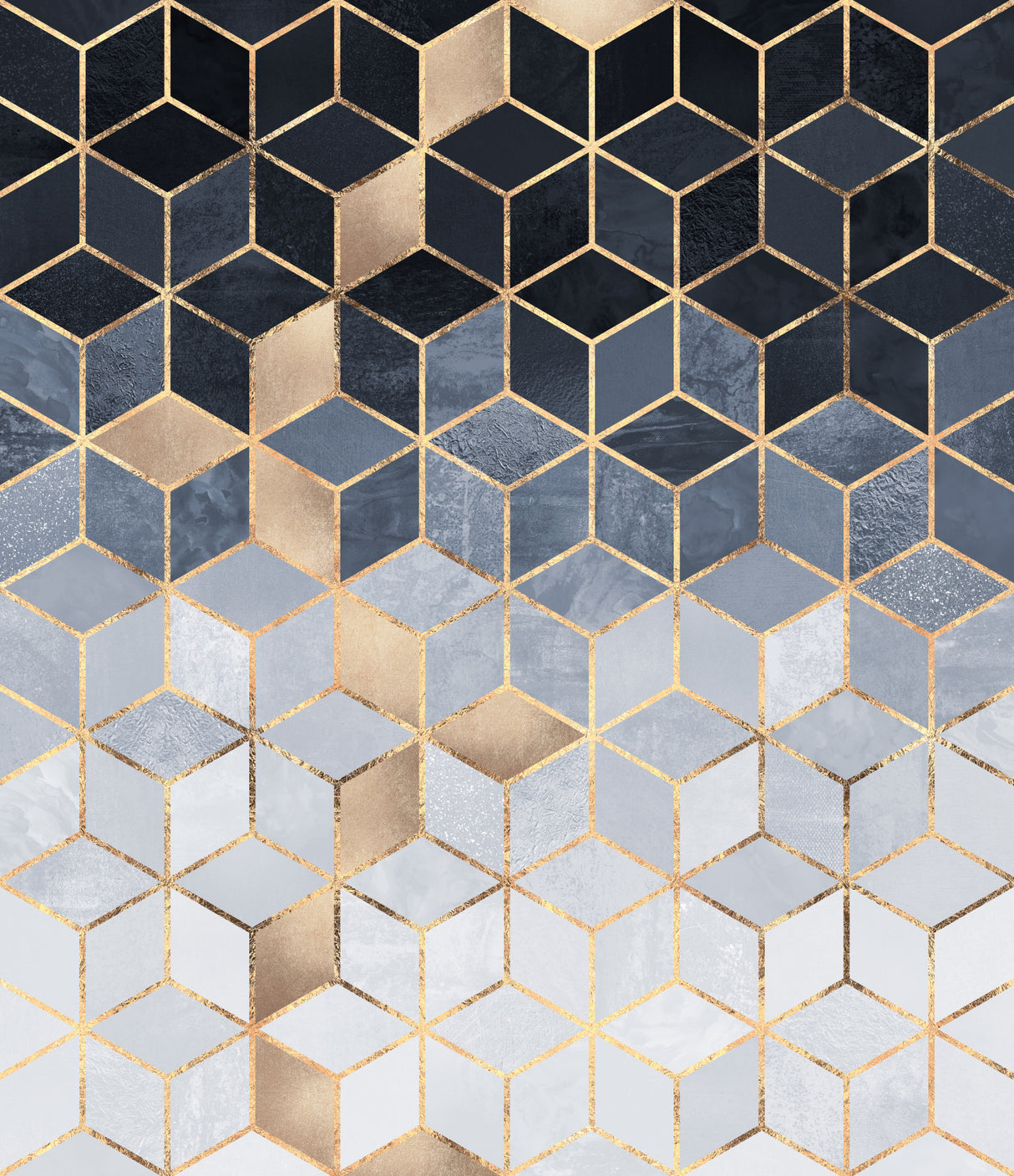 Soft Blue Gradient Cubes Poster och Canvastavla