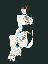 Girl With A Tattoo Dark Green Poster och Canvastavla