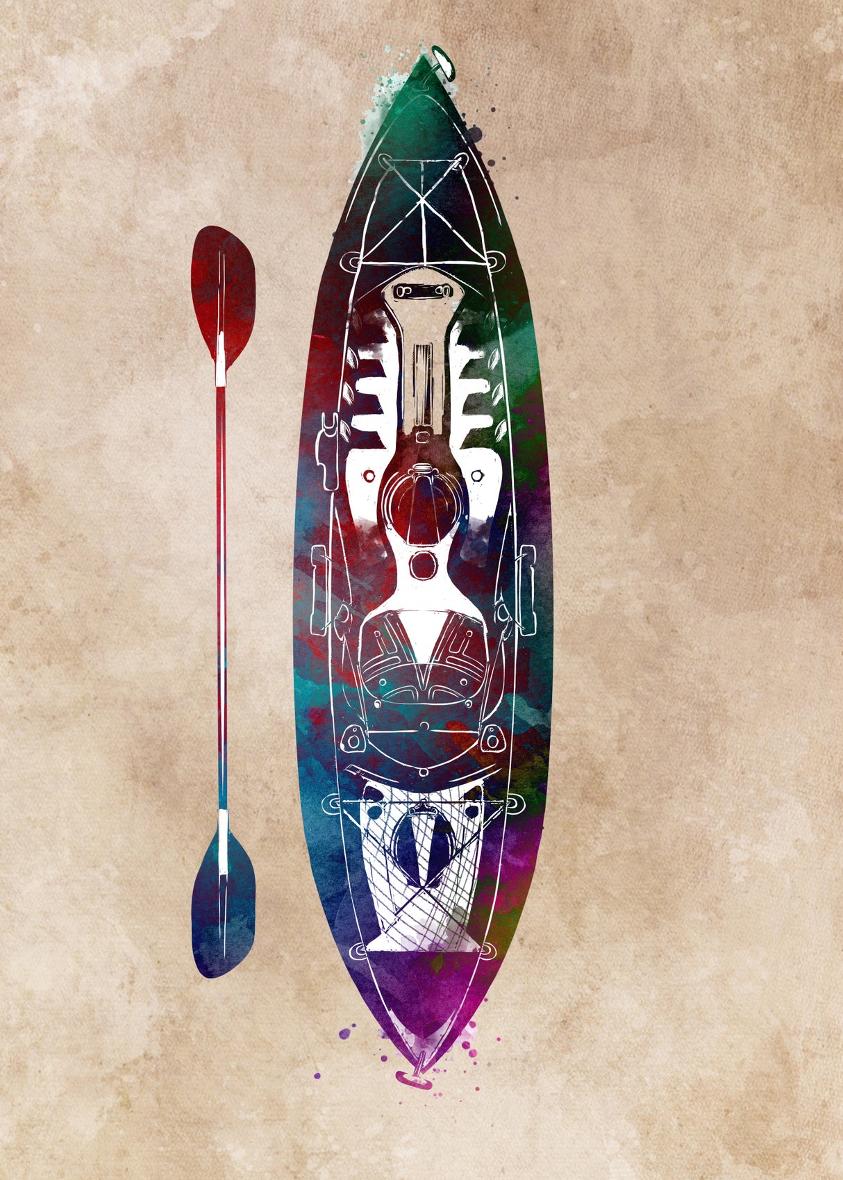 Kayaking sport art Poster och Canvastavla