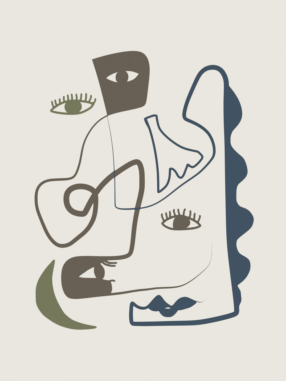 Minimalist Line Art Faces Poster och Canvastavla