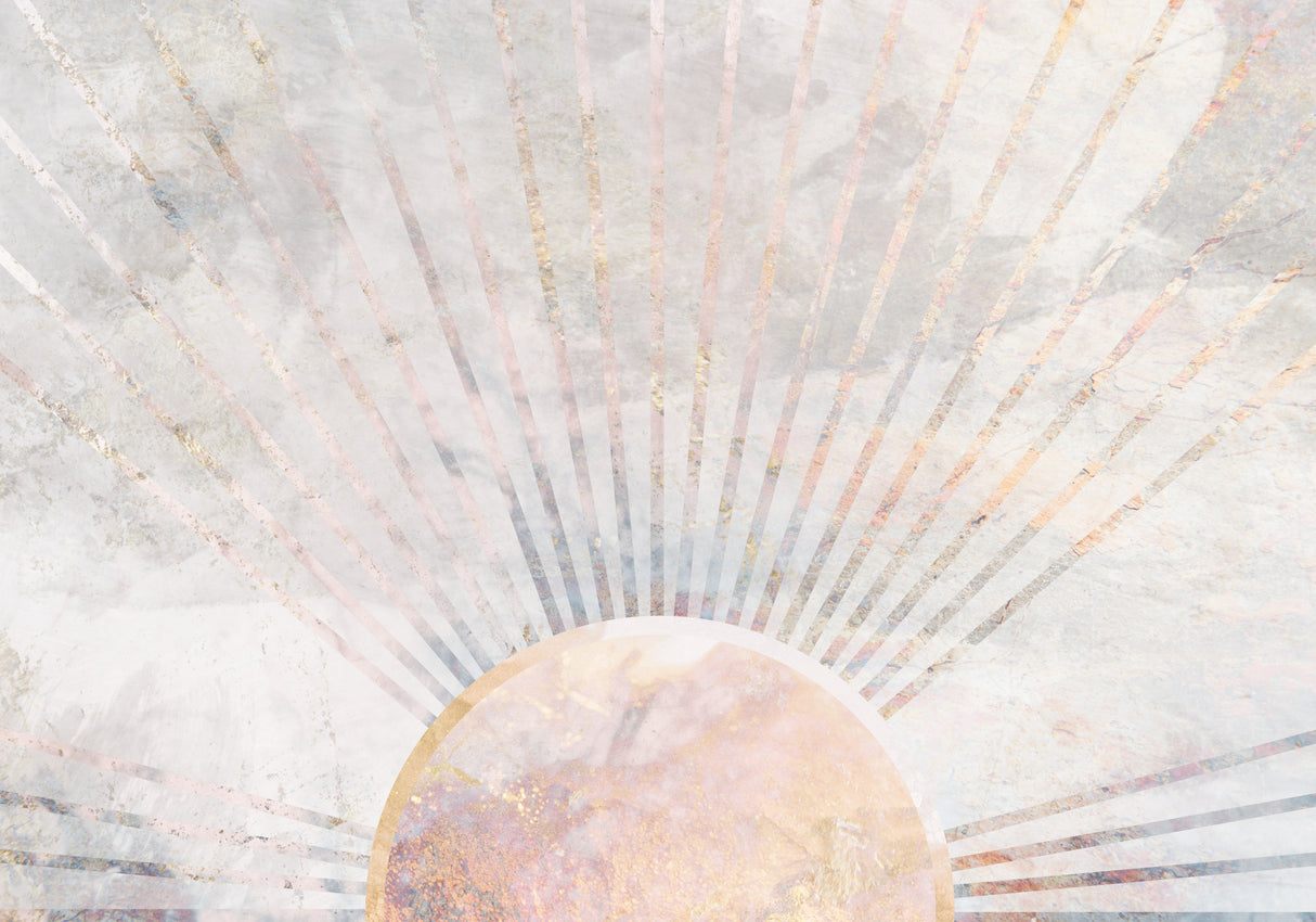 Gold sun rays mural concrete Poster och Canvastavla