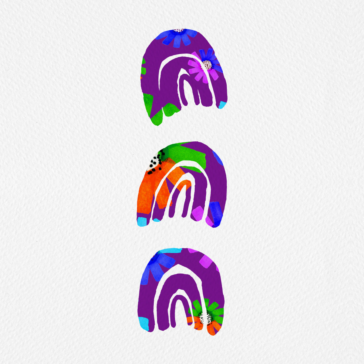 Floral Triple Rainbow Poster och Canvastavla
