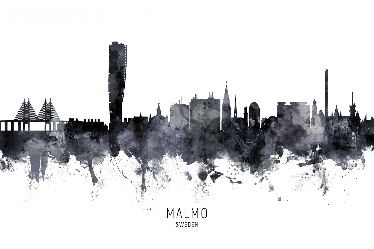 Malmo Sweden Skyline Poster och Canvastavla