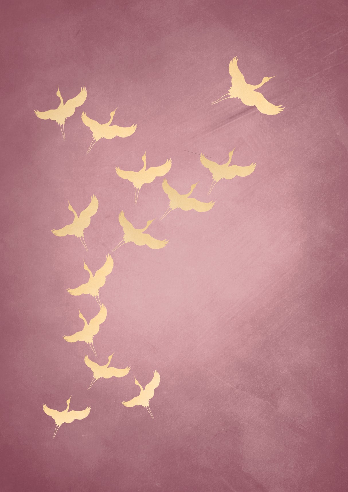 Pink Flying Cranes Poster och Canvastavla