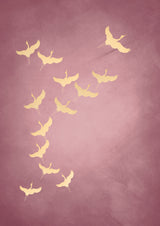 Pink Flying Cranes Poster och Canvastavla