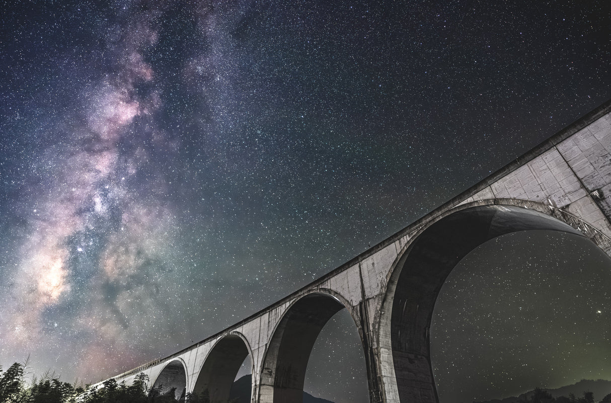 Milky Way over the bridge Poster och Canvastavla