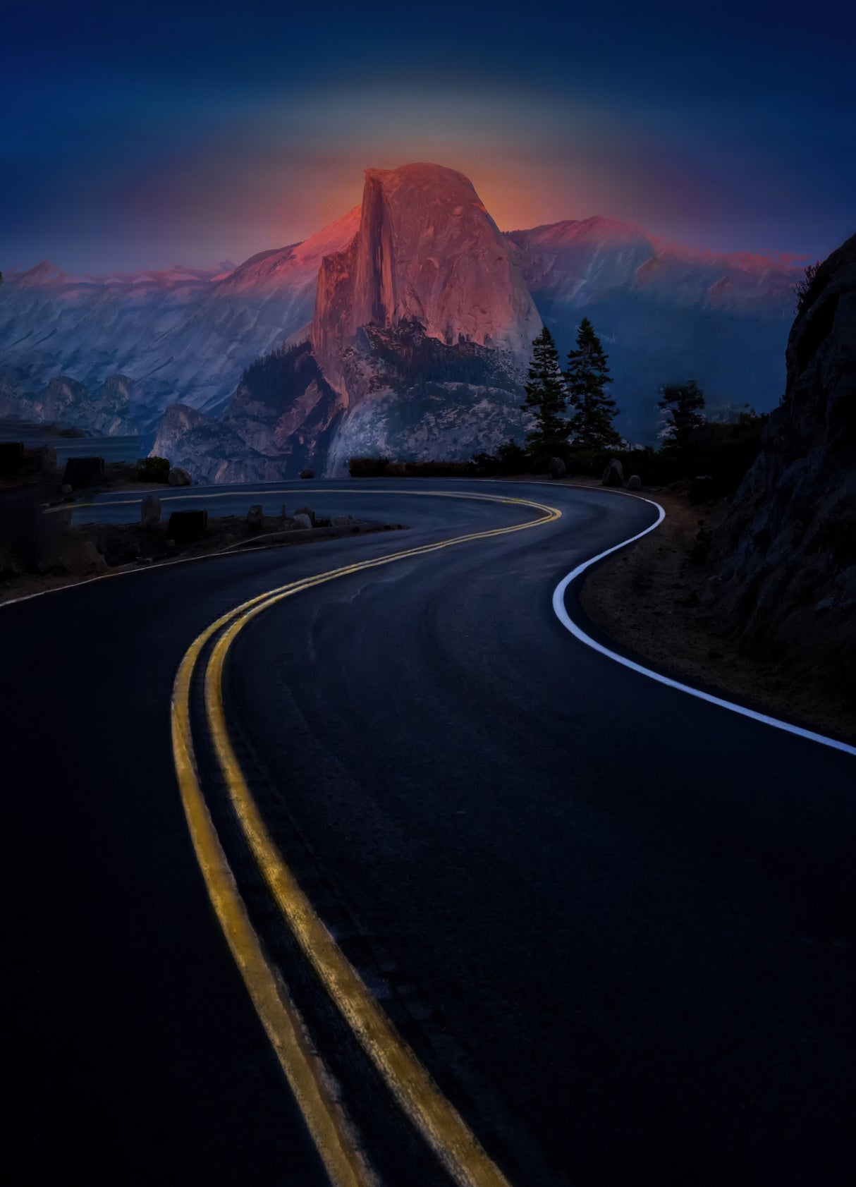 Sunset Half Dome Yosemite Poster och Canvastavla