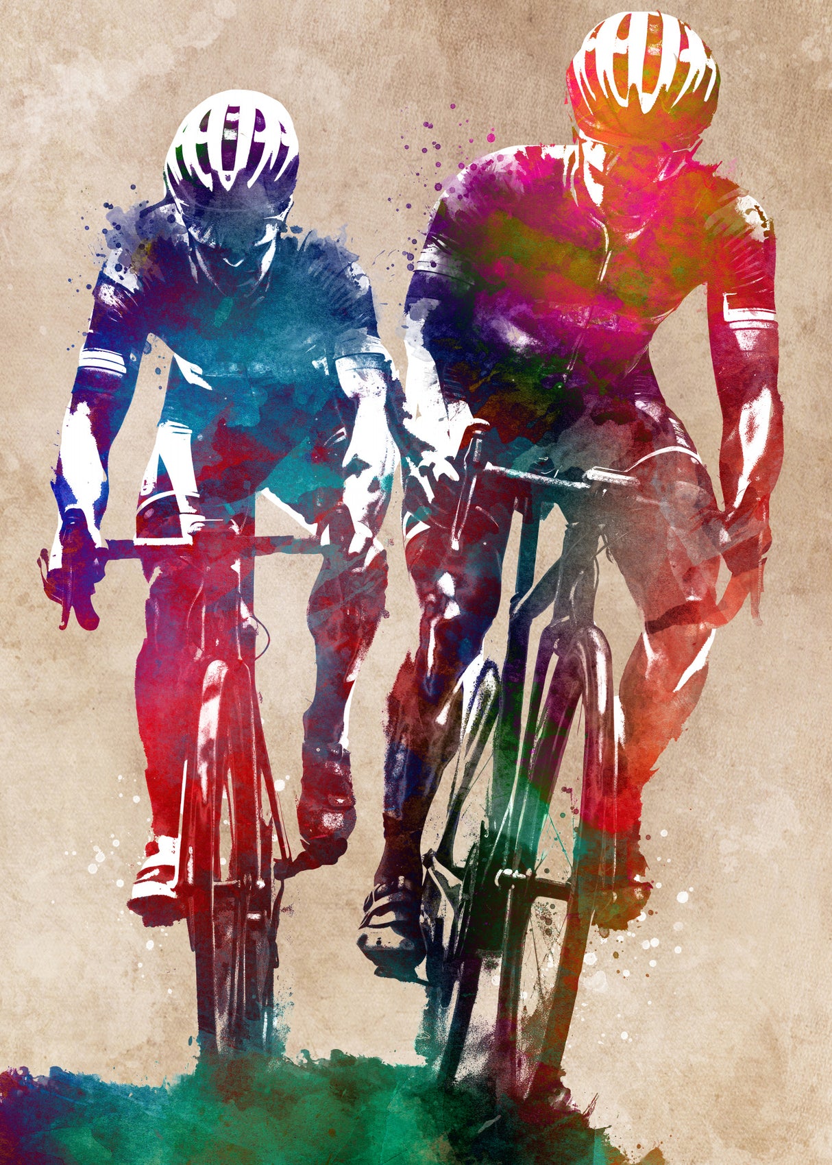 Two cyclers sport art Poster och Canvastavla