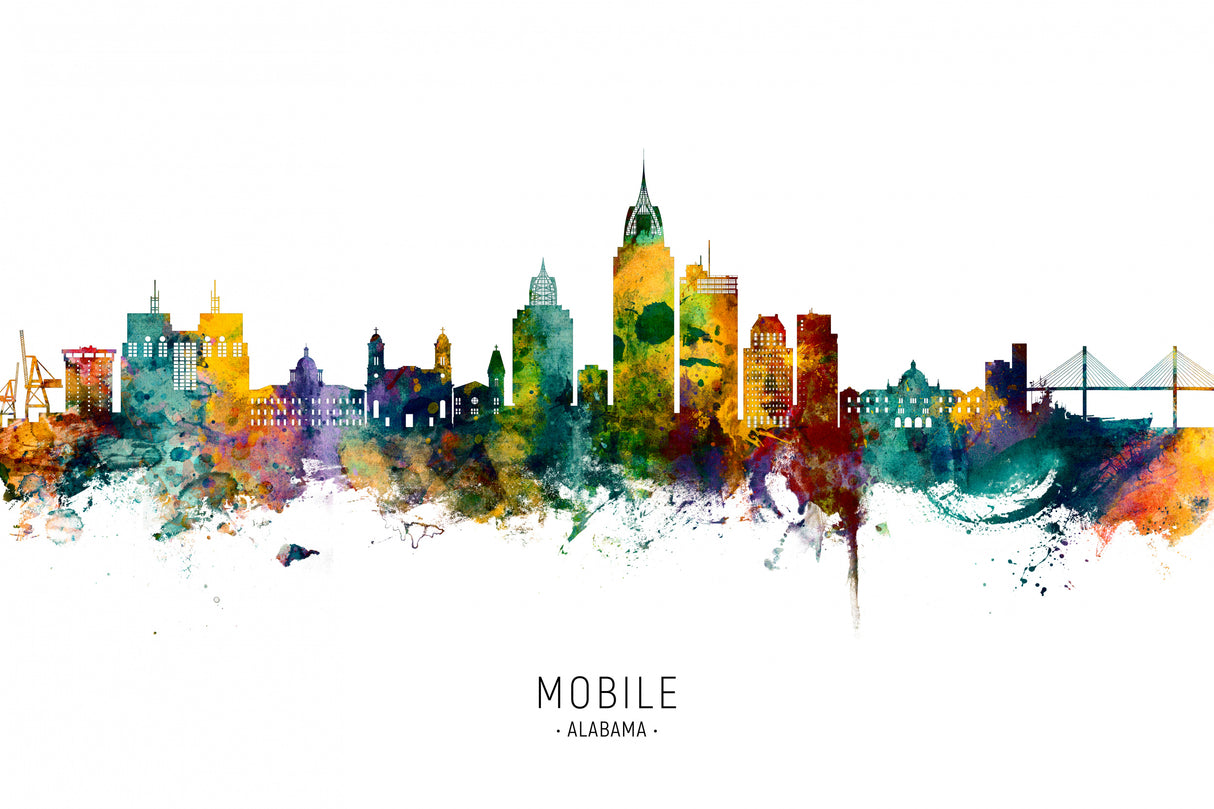 Mobile Alabama Skyline Poster och Canvastavla