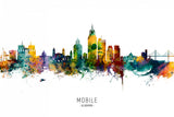 Mobile Alabama Skyline Poster och Canvastavla