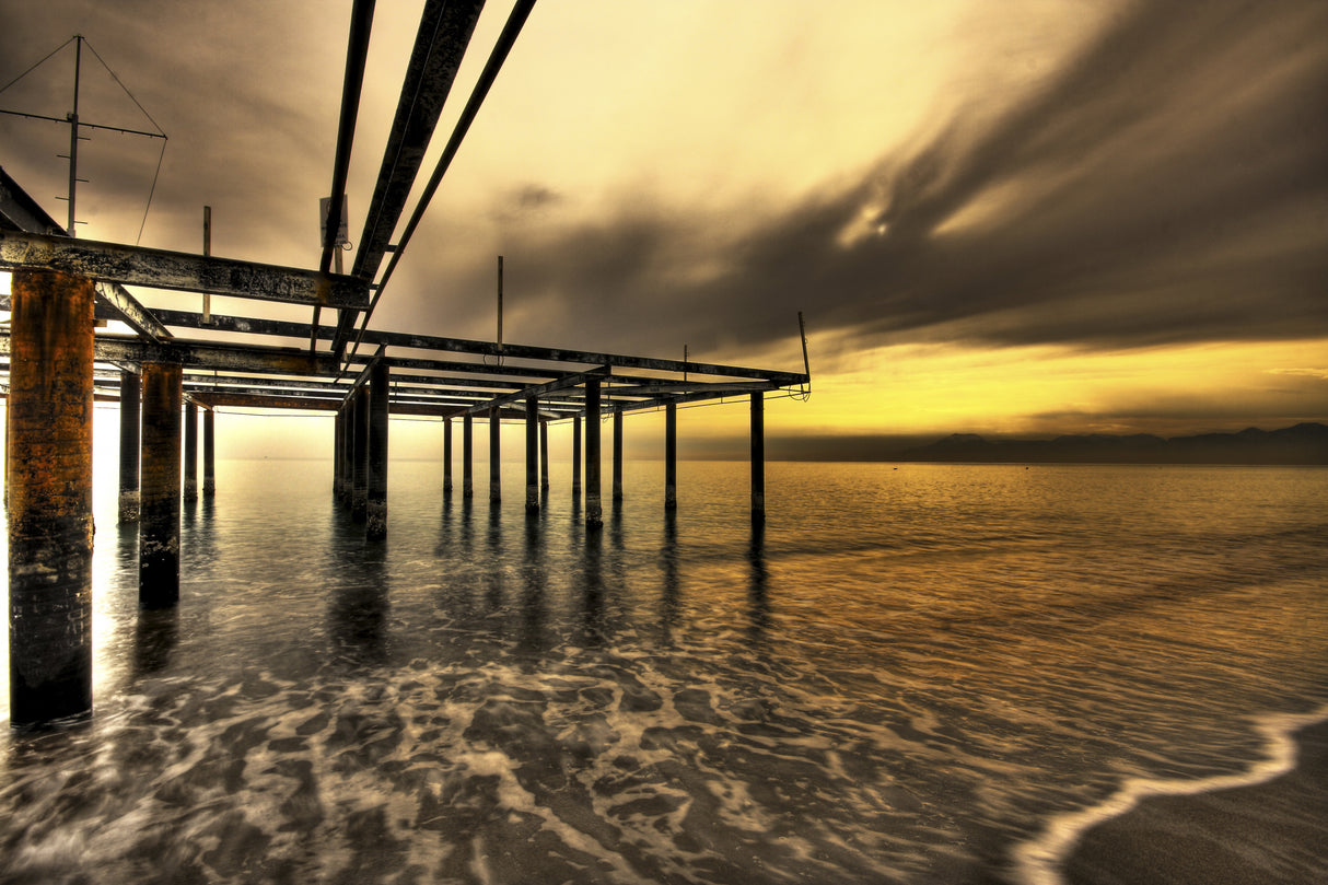 old pier and beautiful sunset Poster och Canvastavla