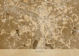 Sepia vintage map of Leipzig Germany Poster och Canvastavla