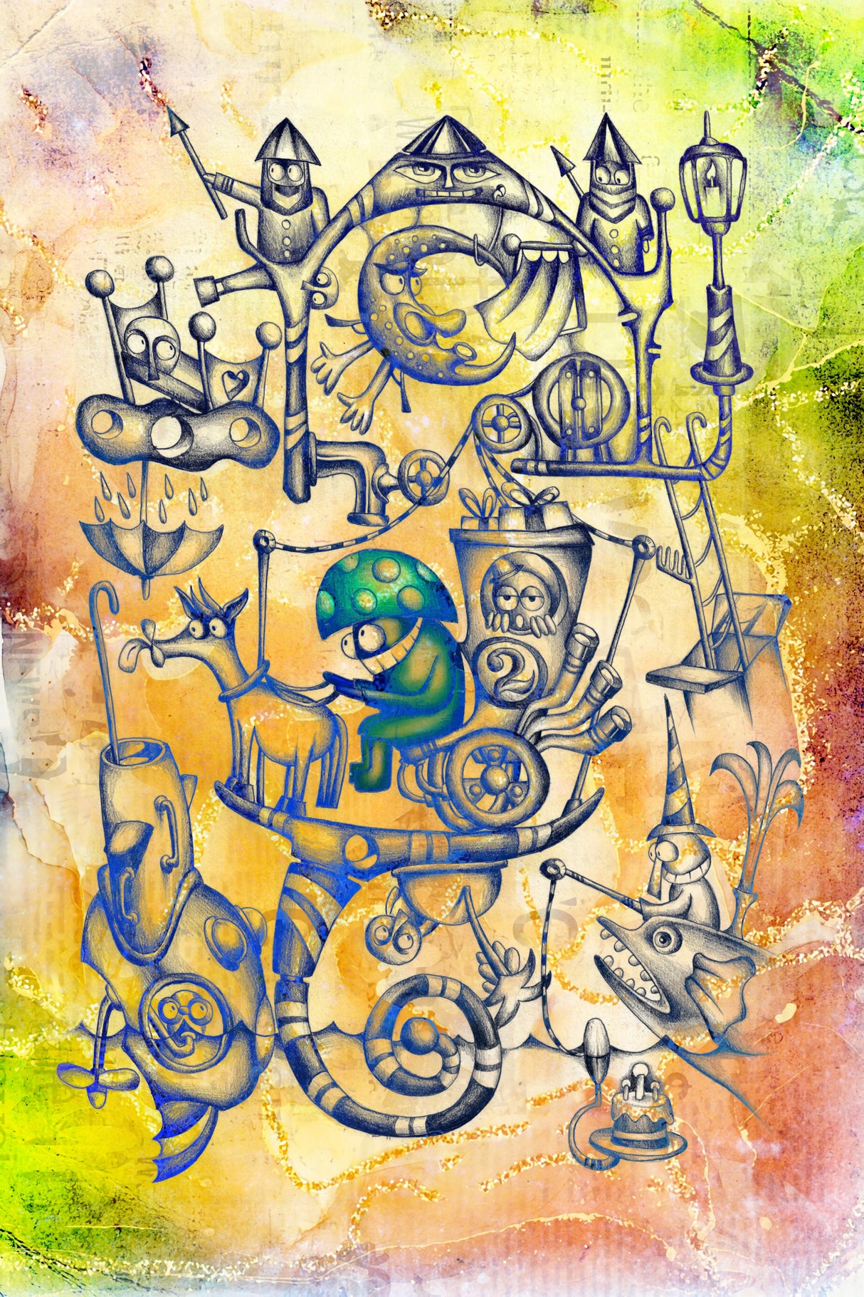 A gray mushroom cabbie No. 3 Poster och Canvastavla