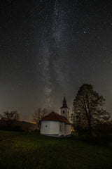 The little church under the Milky Way Poster och Canvastavla