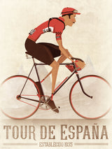 Vintage La Vuelta Cyclist On Bike Poster och Canvastavla