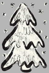 Christmastreeandsnow Grey Poster och Canvastavla