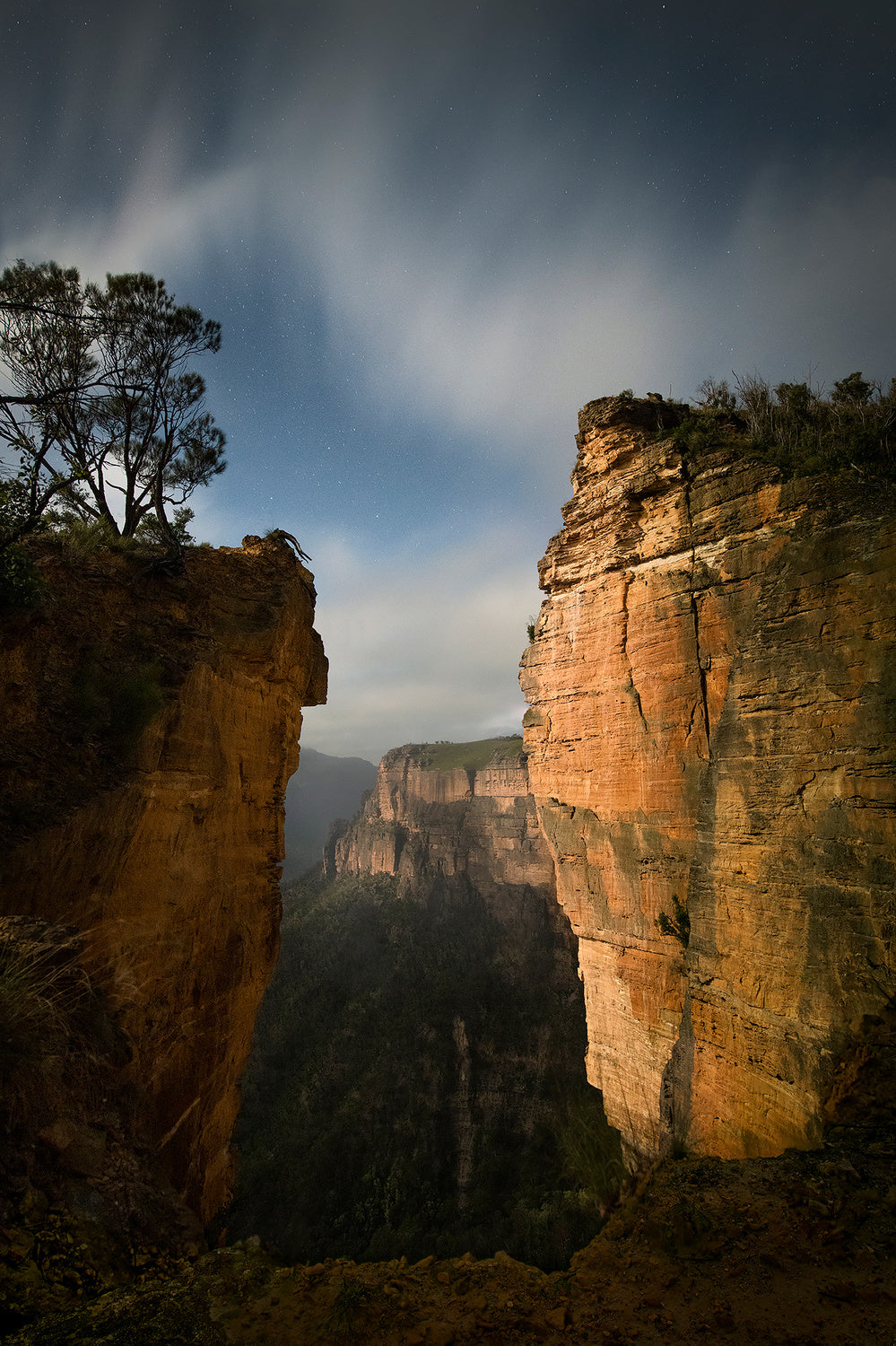 Moonlight over Blue Mountains Poster och Canvastavla