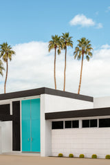 Turquoise Blue Doors on a Modern Home Poster och Canvastavla