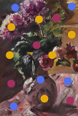 Classic Vase of Flowers And Dots Poster och Canvastavla