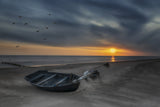 Boat at sunset Poster och Canvastavla