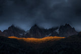 Gold spilled below the mountains Poster och Canvastavla
