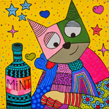 Cat and bottle of mint Poster och Canvastavla