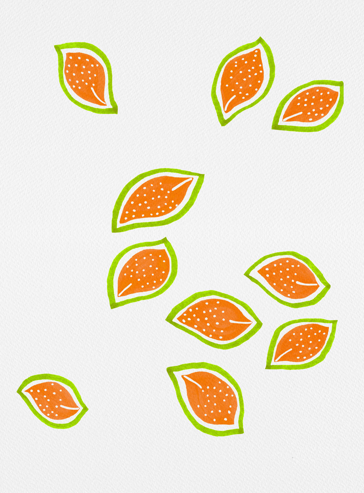 Melon Scattered Leaves Polka Dot 2 Poster och Canvastavla