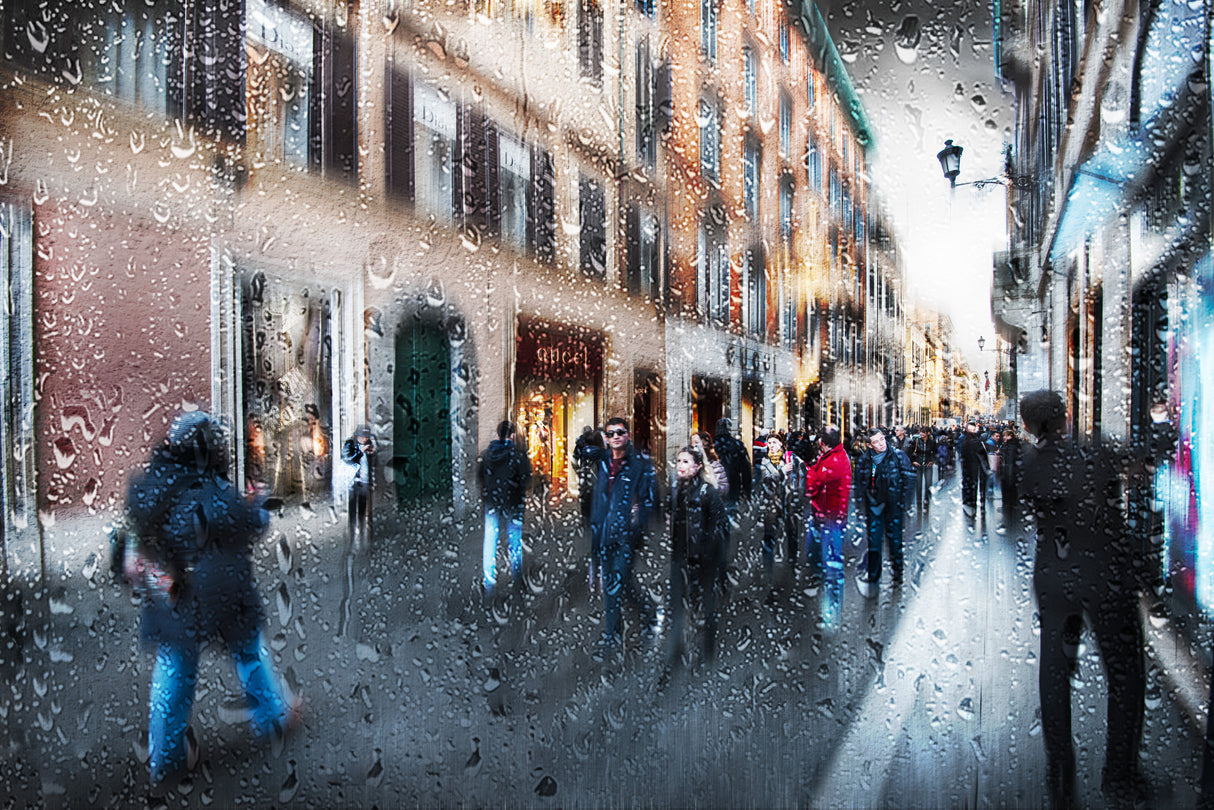 Via dei Condotti after the rain Poster och Canvastavla