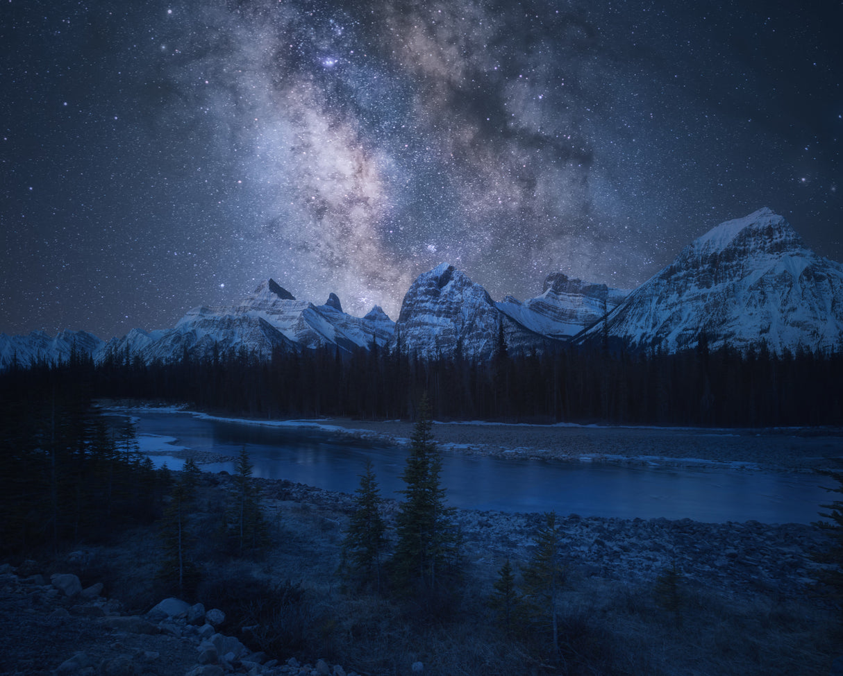 Milky Way over Mountains Poster och Canvastavla