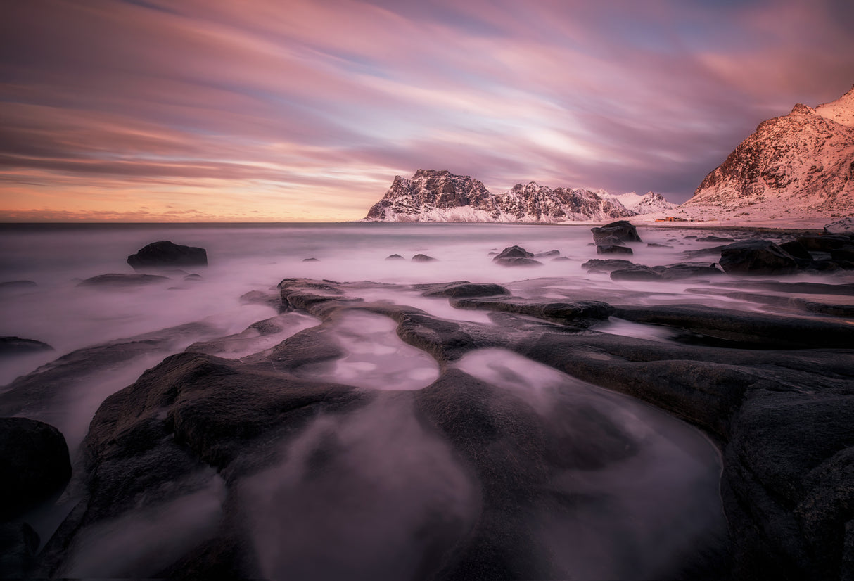 Colorful Sunset from Lofoten Coastline Poster och Canvastavla
