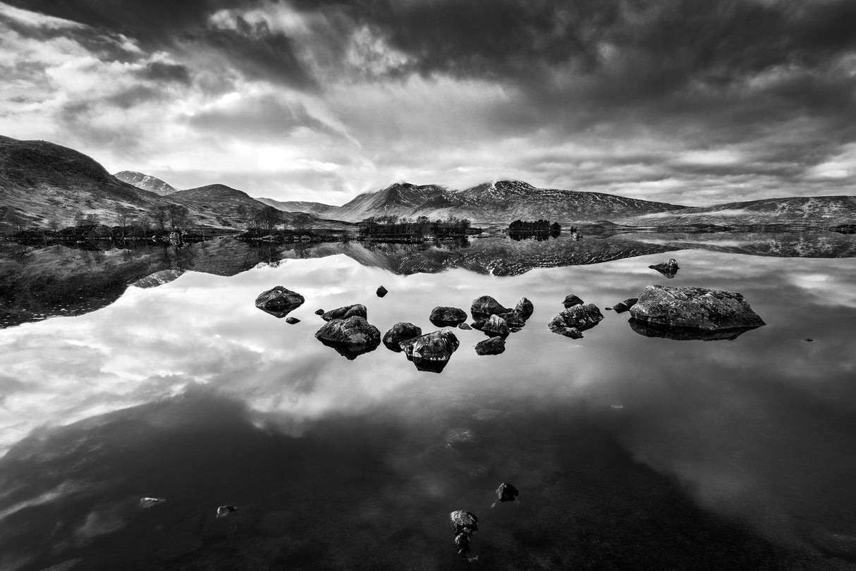 Lochan na h-Achlaise in Black in White #1 Poster och Canvastavla