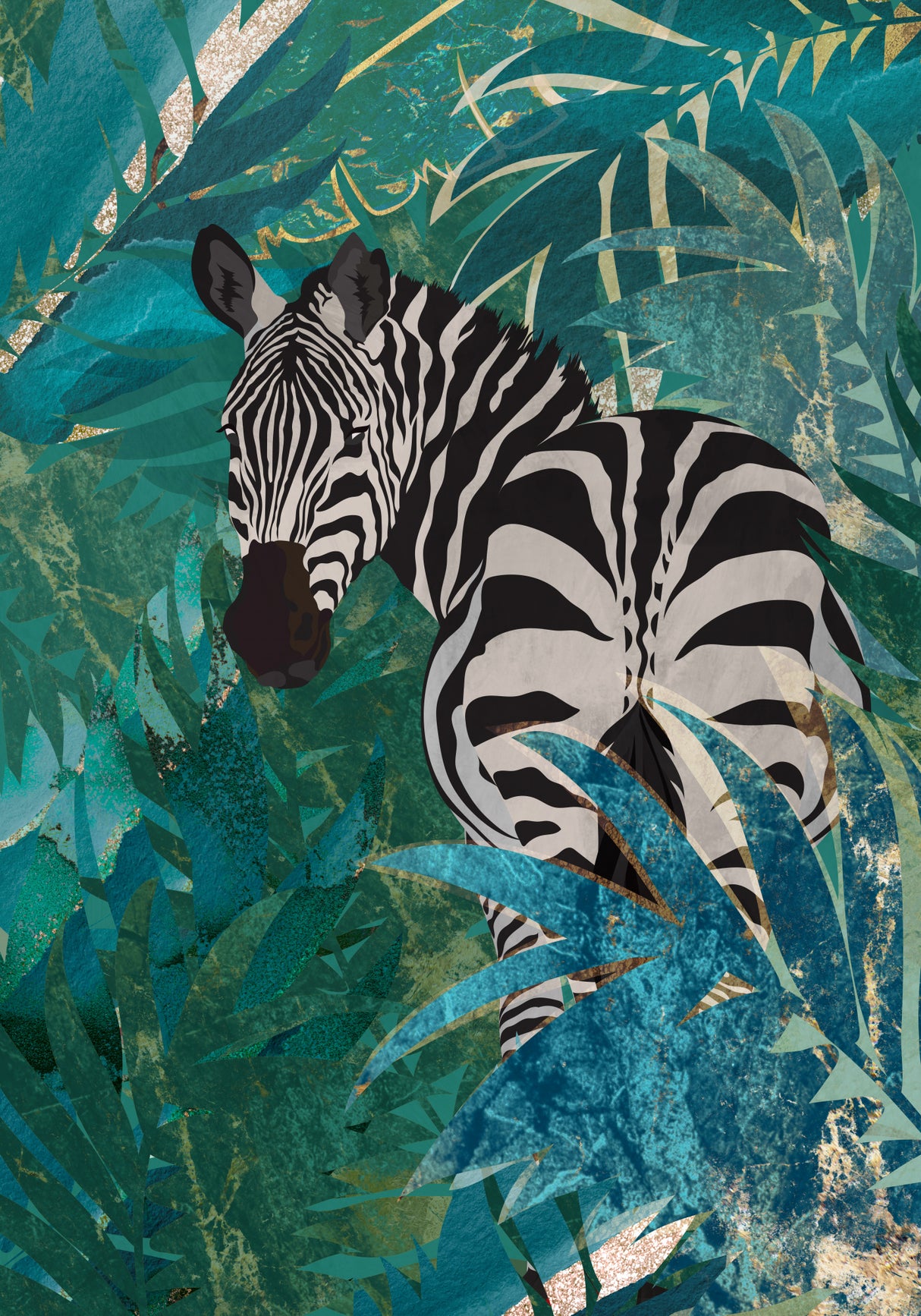 Zebra in the jungle 1 Poster och Canvastavla