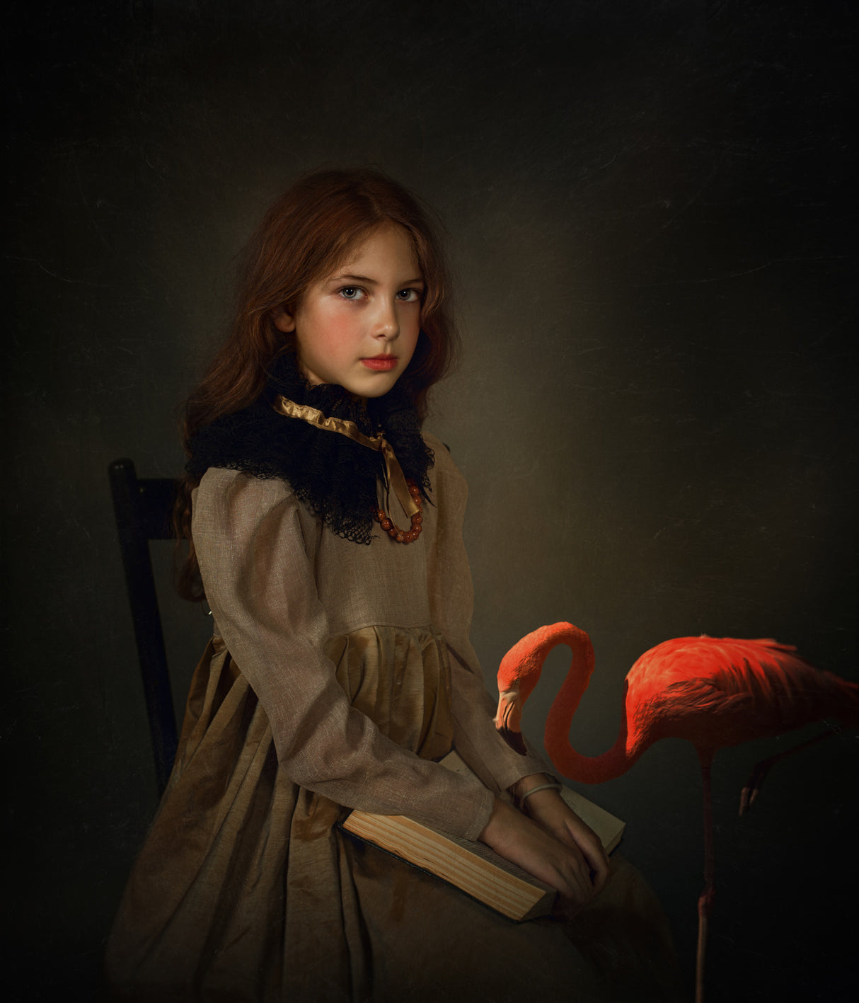 Portrait with Flamingo Poster och Canvastavla