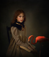Portrait with Flamingo Poster och Canvastavla