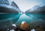 Foggy Lake Louise Poster och Canvastavla