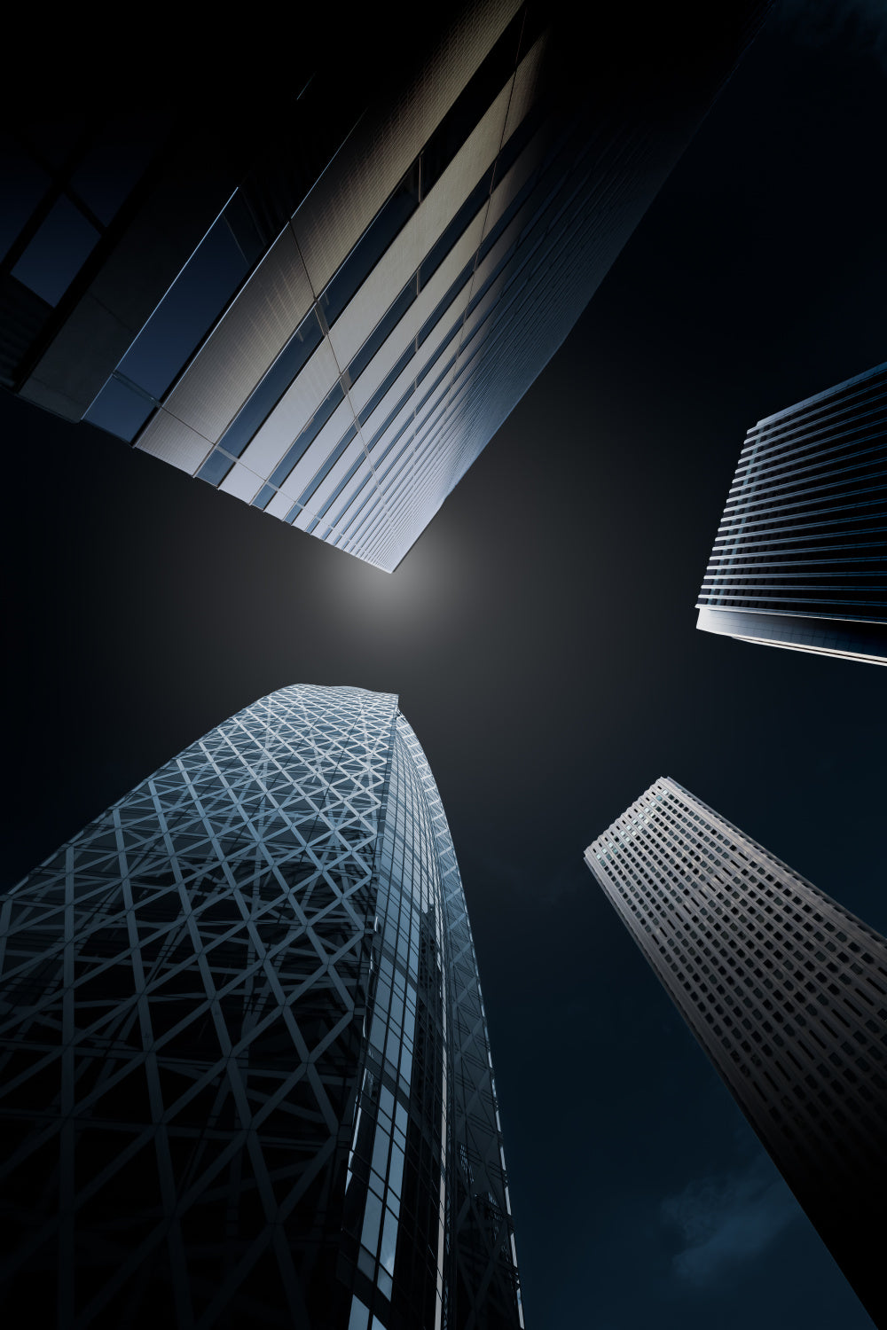 Moonlit skyscrapers Poster och Canvastavla