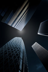 Moonlit skyscrapers Poster och Canvastavla