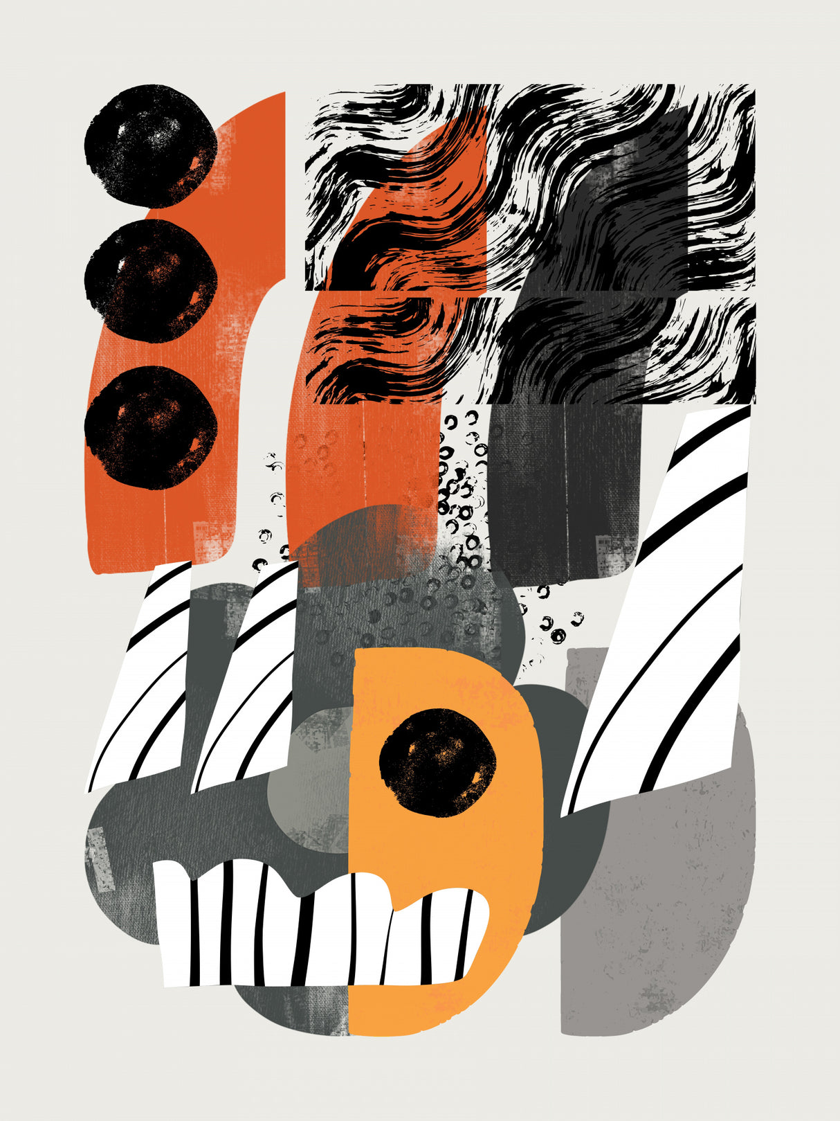 Abstract Shape Collage In Black Poster och Canvastavla