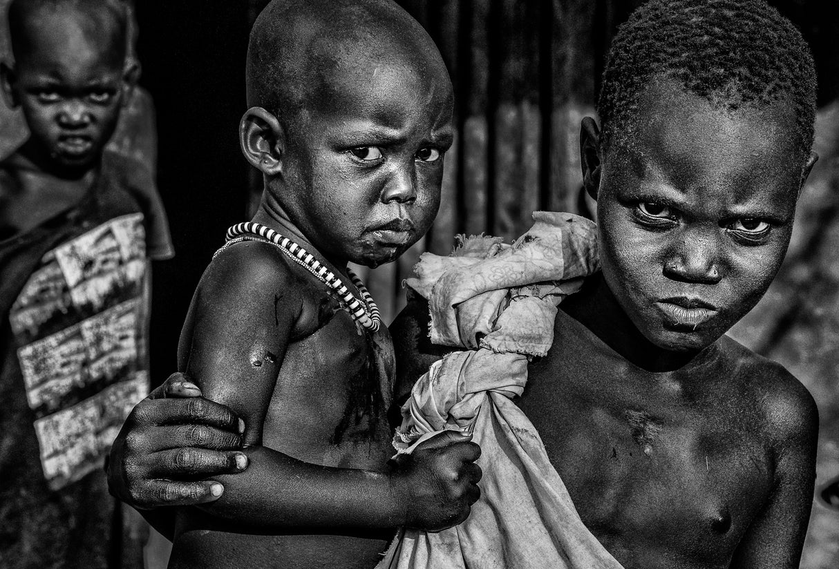 South Sudanian children showing angry expression. Poster och Canvastavla
