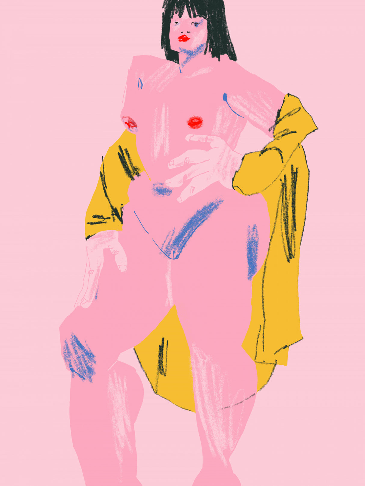Pink &amp; Yellow Nude Poster och Canvastavla