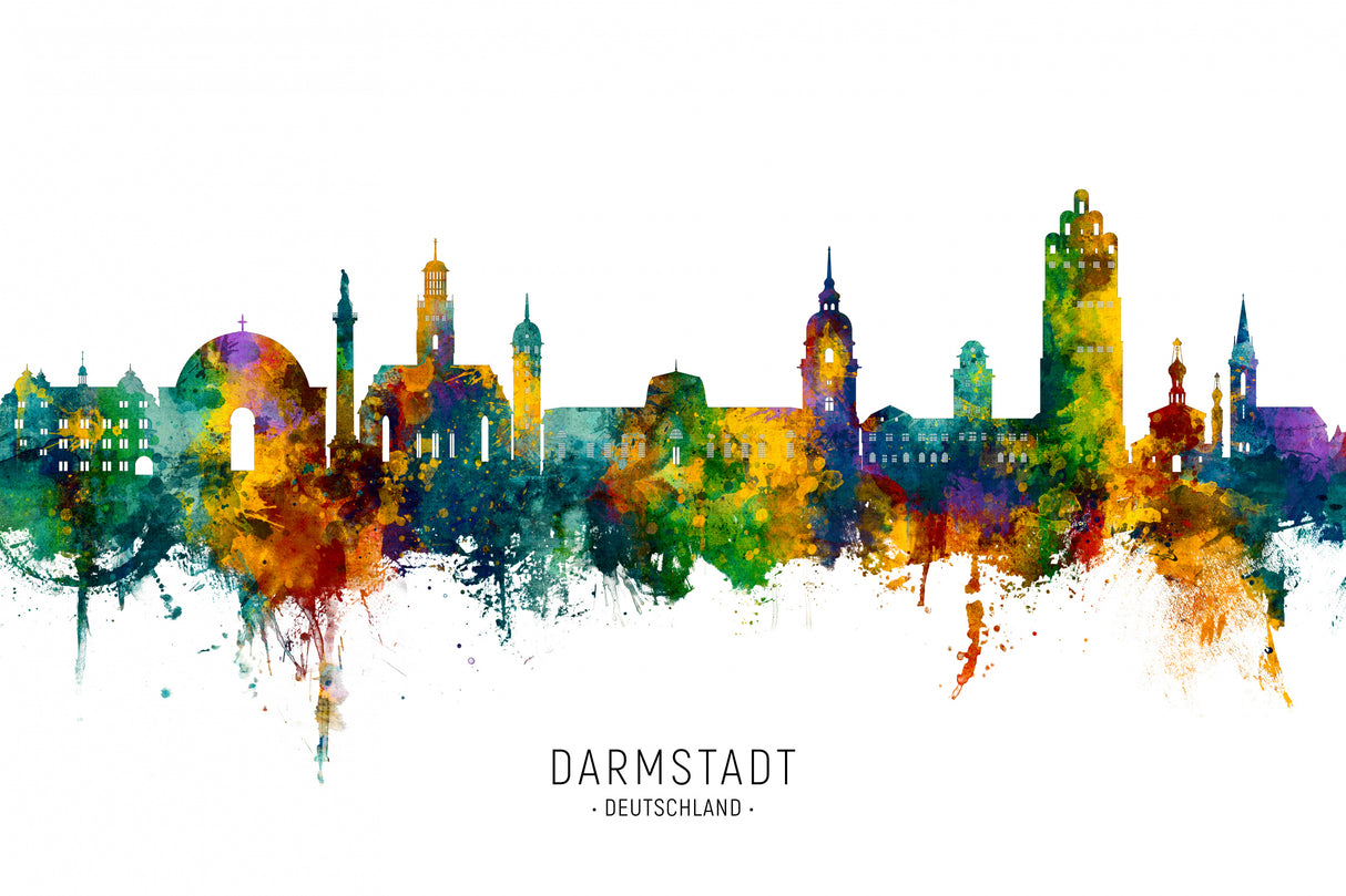 Darmstadt Germany Skyline Poster och Canvastavla