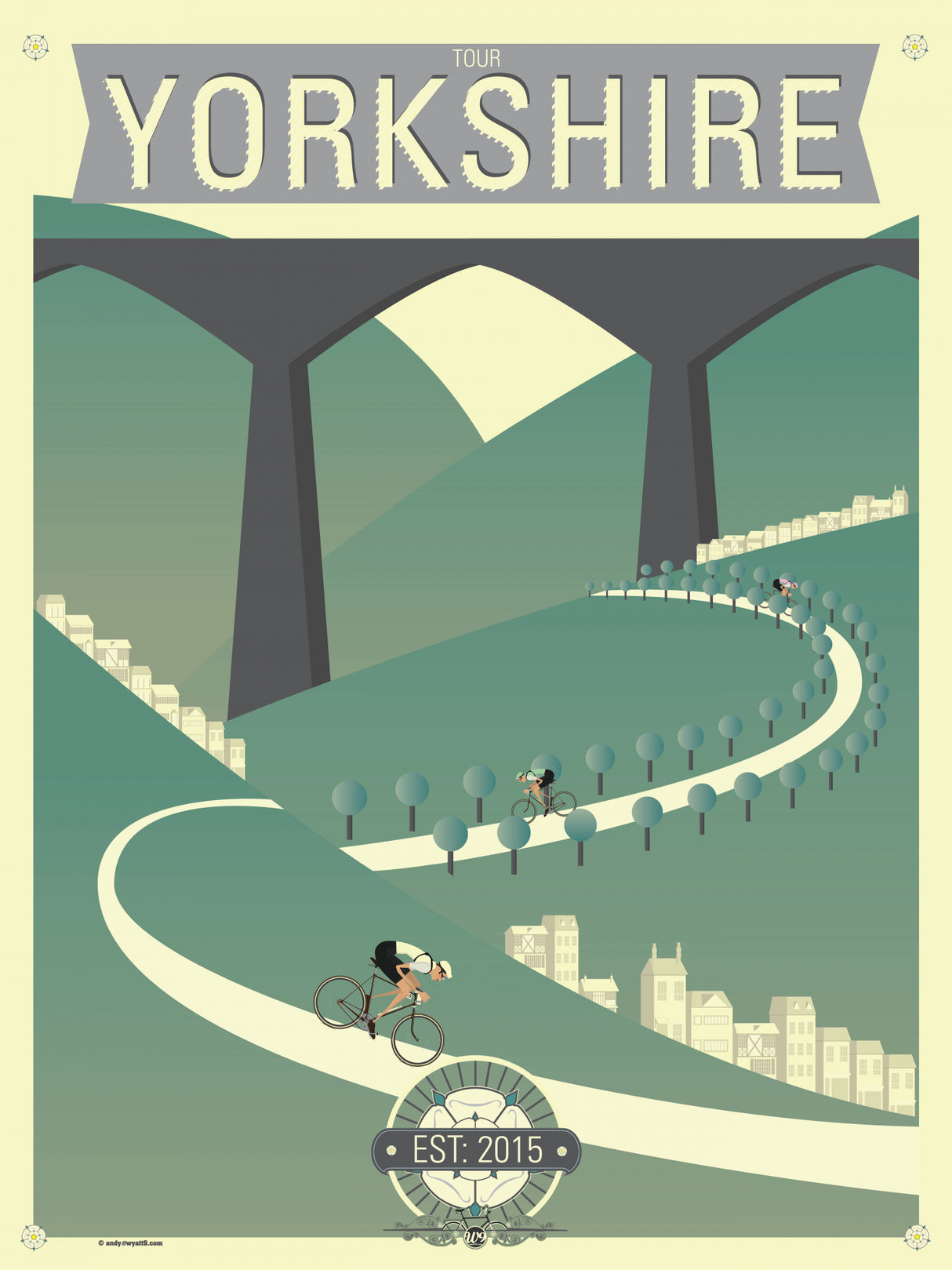 Tour De Yorkshire Bicycle Race Poster och Canvastavla
