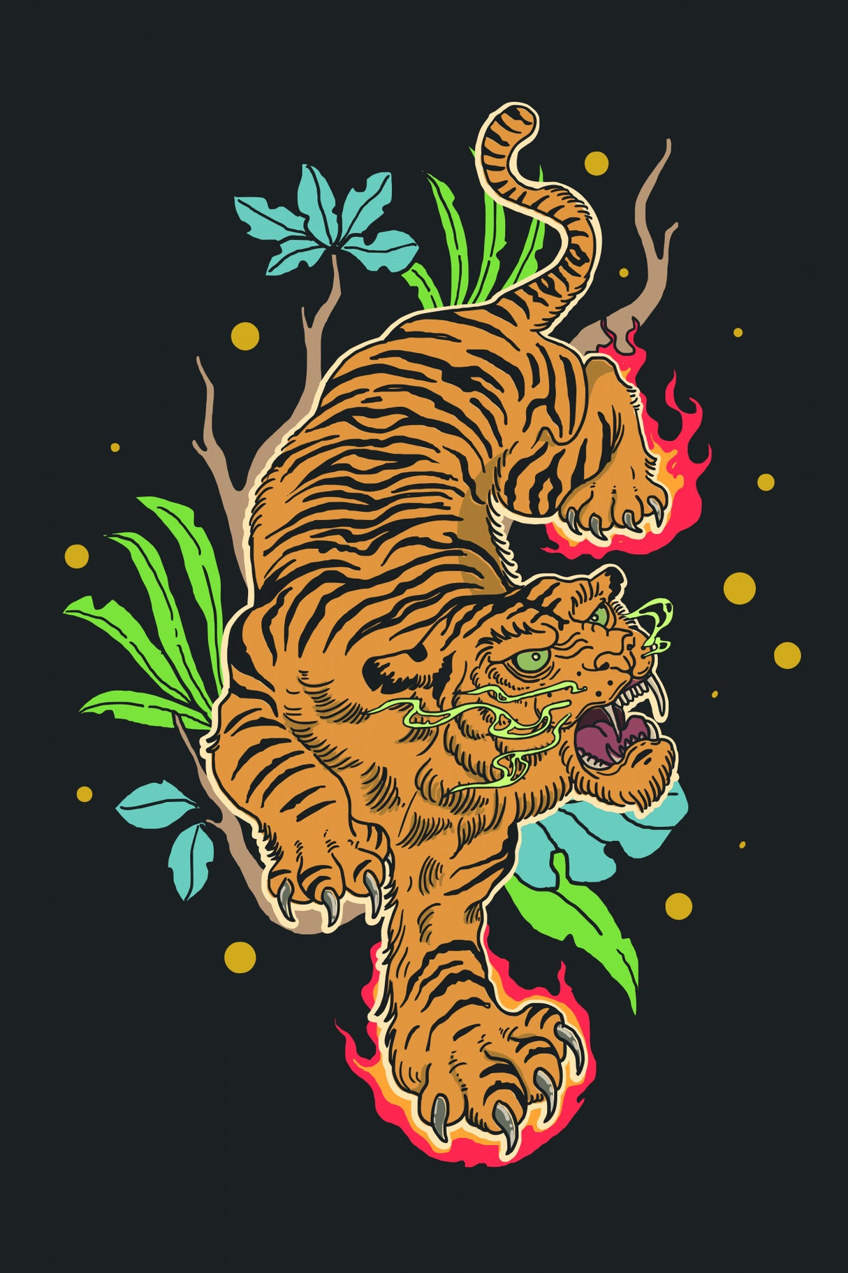 Classic Tiger Tattoo Poster och Canvastavla