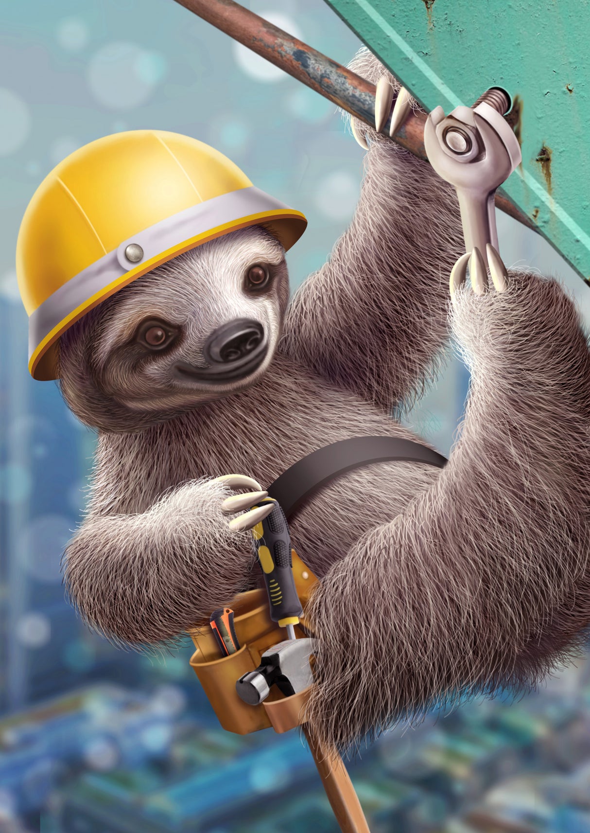 SLOTH CONSTRUCTION WORKER Poster och Canvastavla